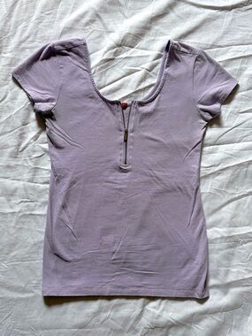 Scoop Neck Fitted Zip Up Top